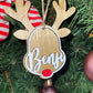 Personalized reindeer tag, personalized Christmas ornament, personalized gift tag, kids stocking tag, farmhouse Christmas